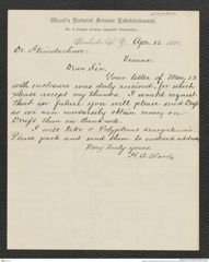 Nachlass Franz Steindachner, Brief von Henry A. Ward an Franz Steindachner (13.04.1881), Inv.Nr. 575.02, Seite 1